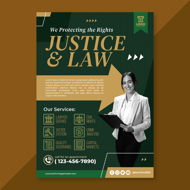 hand drawn flat design law firm poster