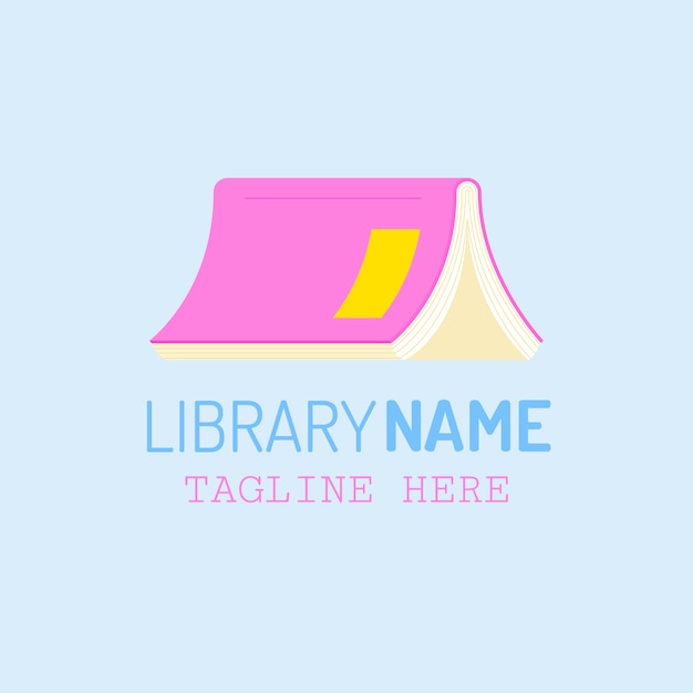Ручной обращается логотип библиотеки плоский дизайн