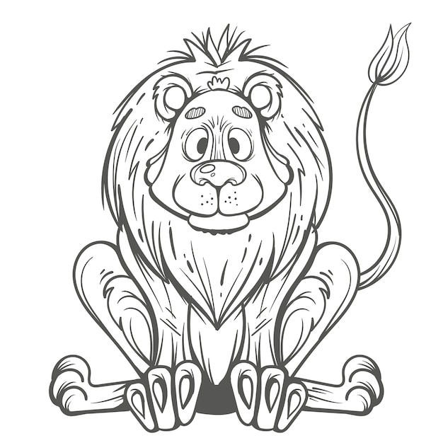 Hand drawn flat design lion outline