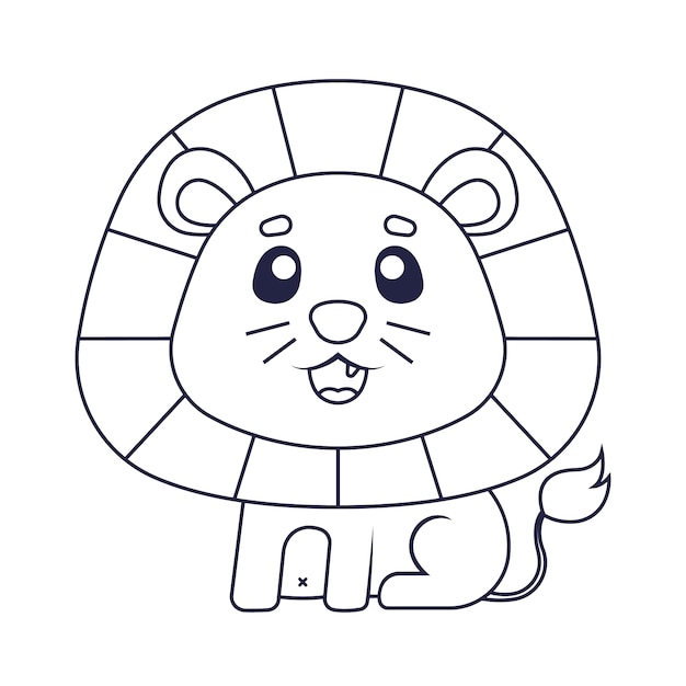 Hand drawn flat design lion outline