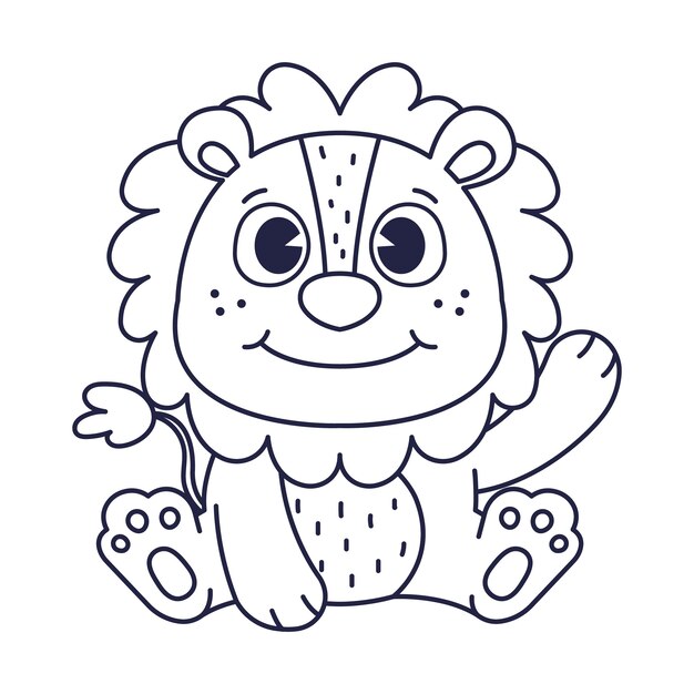 Hand drawn flat design lion outline