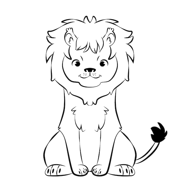 Hand drawn flat design lion outline