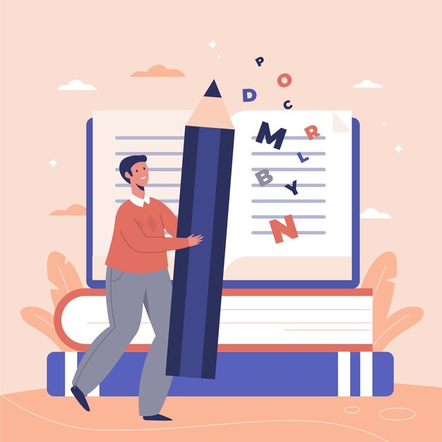 Hand drawn flat design literature illustration