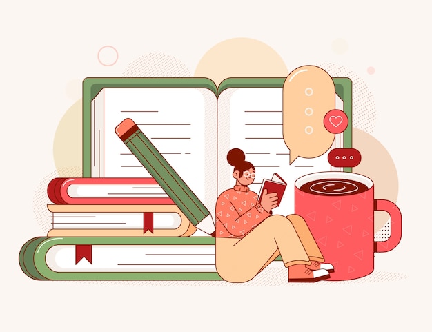 Hand drawn flat design literature illustration