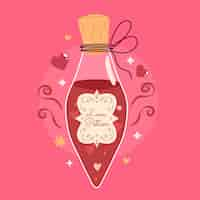 Free vector hand drawn flat design love potion illustration