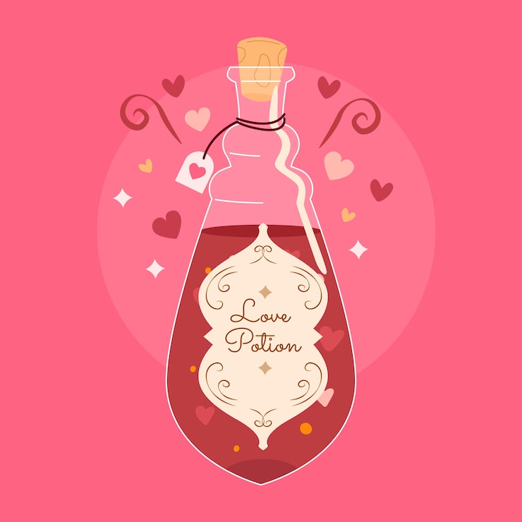 Free Vector hand drawn flat design love potion illustration