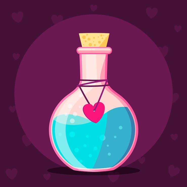 Free Vector hand drawn flat design love potion illustration