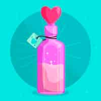 Free vector hand drawn flat design love potion illustration