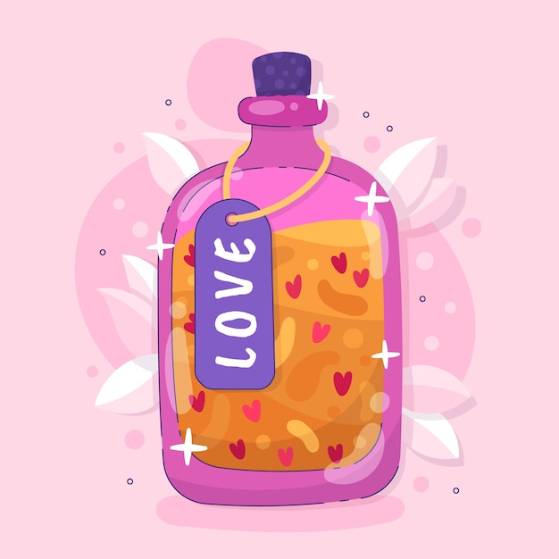 Free vector hand drawn flat design love potion illustration