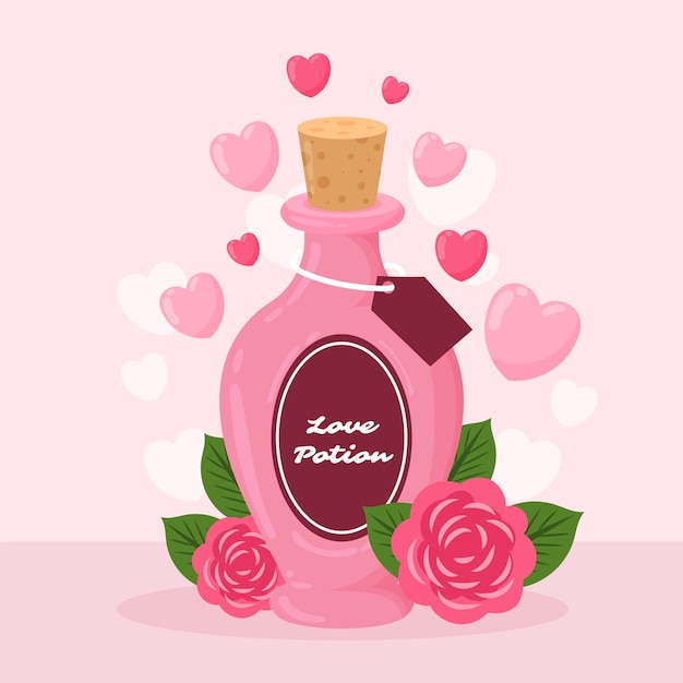 Free vector hand drawn flat design love potion illustration