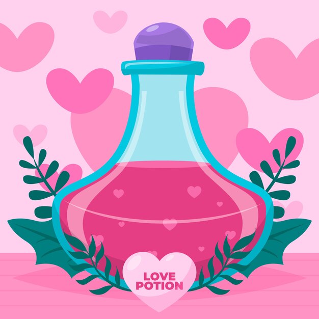 hand drawn flat design love potion illustration