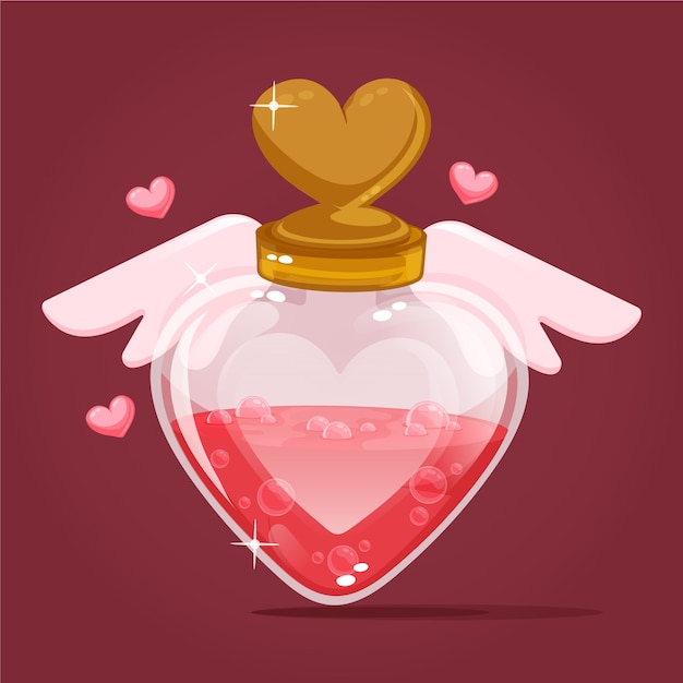 Free vector hand drawn flat design love potion illustration