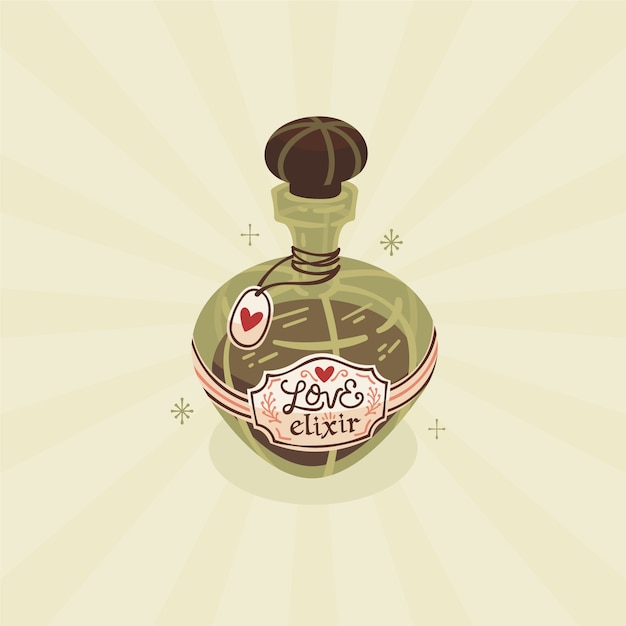 Free vector hand drawn flat design love potion illustration