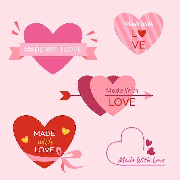Hand drawn flat design made with love stamps