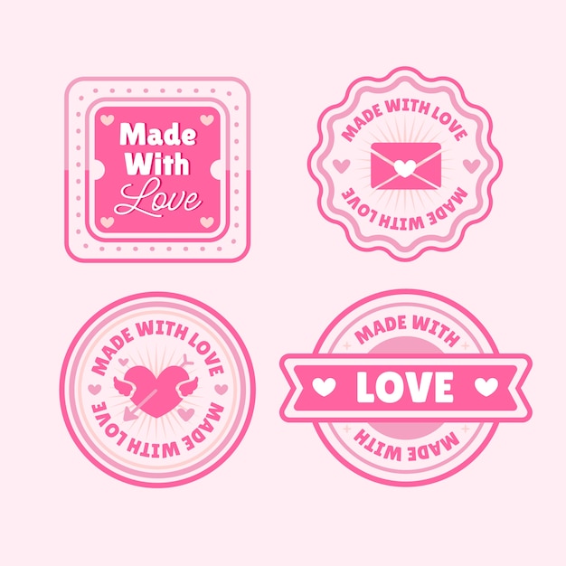 Hand drawn flat design made with love stamps