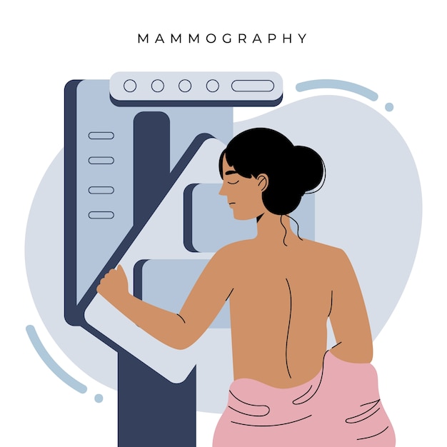 Hand drawn flat design mammography illustration