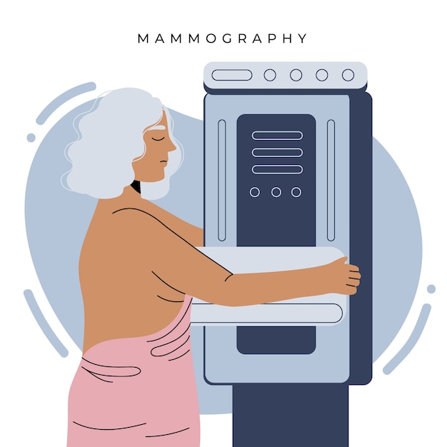 Нарисованная рукой иллюстрация маммографии плоского дизайна