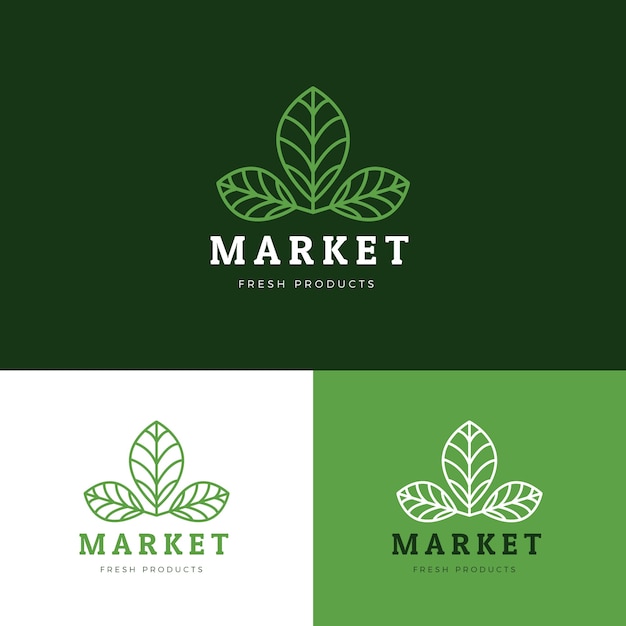 Hand drawn flat design market logo