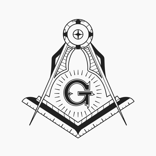 Ручной обращается плоский дизайн шаблона логотипа каменщика