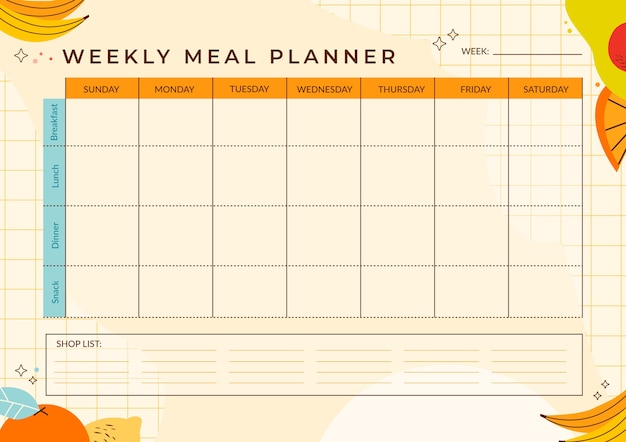 Free vector hand drawn flat design meal planner design