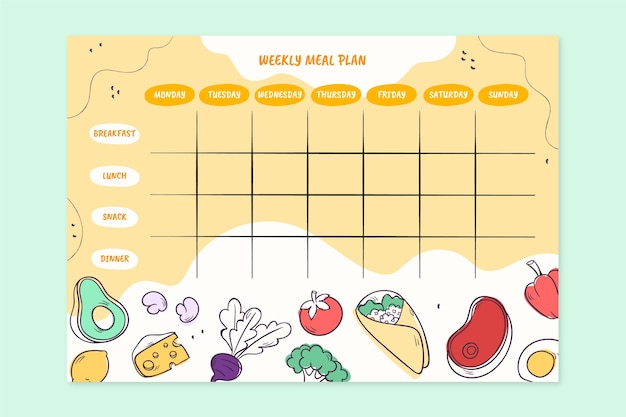 Free vector hand drawn flat design meal planner design