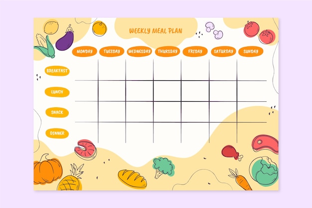 Free vector hand drawn flat design meal planner design