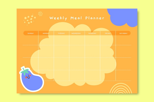 Free vector hand drawn flat design meal planner template