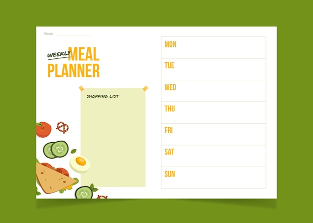 Hand drawn flat design meal planner
