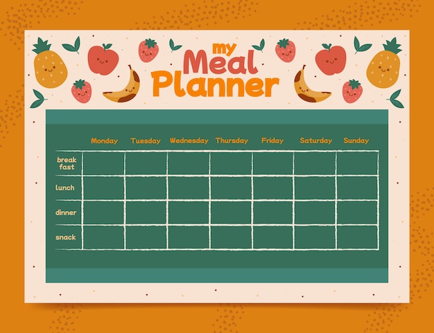 Hand drawn flat design meal planner