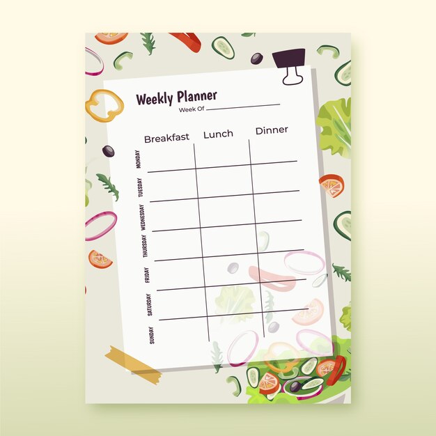 Hand drawn flat design meal planner