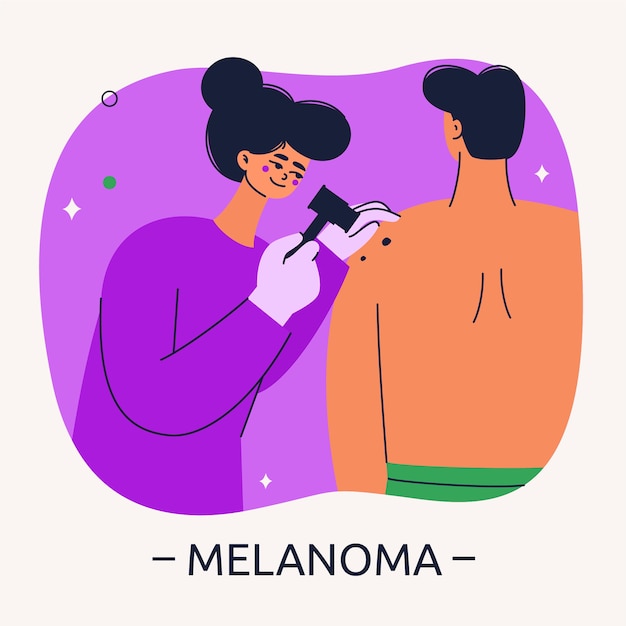 Vettore gratuito illustrazione di melanoma design piatto disegnato a mano