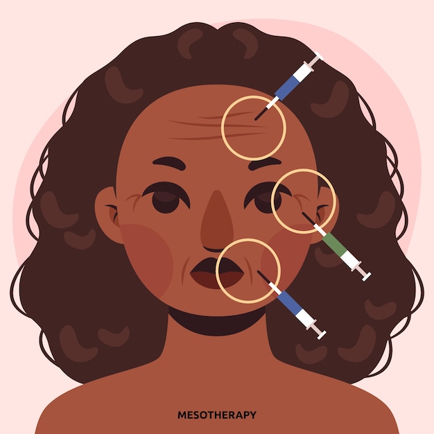 무료 벡터 손으로 그린 플랫 디자인 mesotherapy 그림