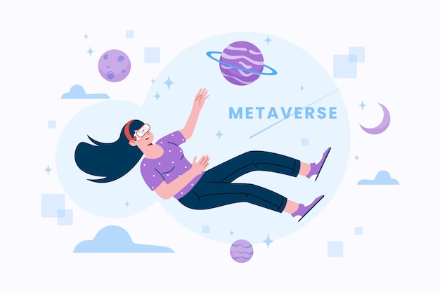 Free vector hand drawn flat design metaverse background