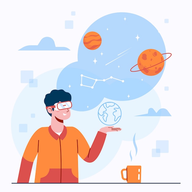 Hand drawn flat design metaverse background