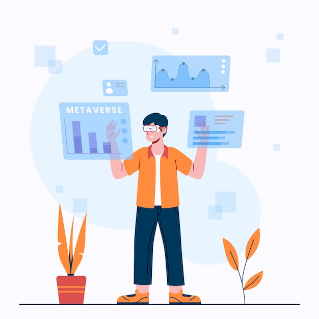 Hand drawn flat design metaverse background