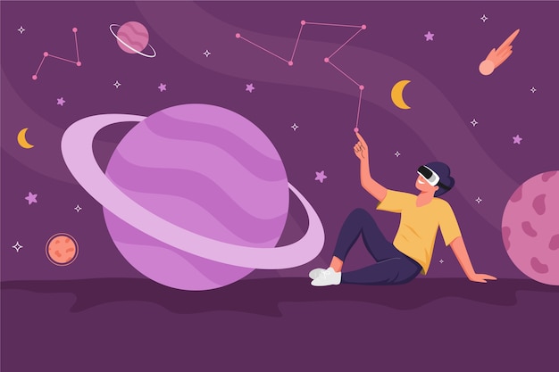 Hand drawn flat design metaverse background