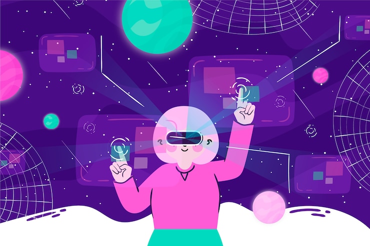 Free Vector hand drawn flat design metaverse illustration