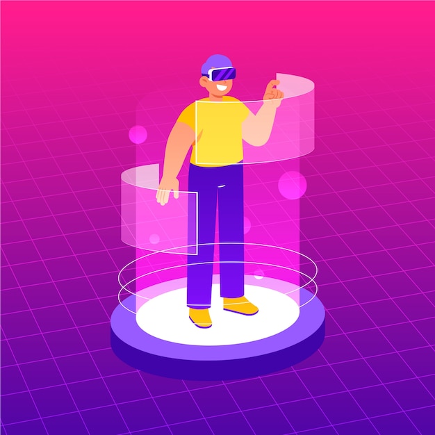 Hand drawn flat design metaverse illustration