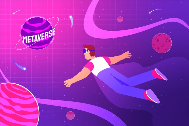Free Vector hand drawn flat design metaverse illustration