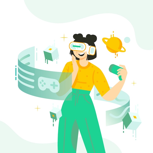 Free vector hand drawn flat design metaverse illustration