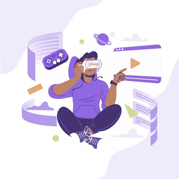 Hand drawn flat design metaverse illustration