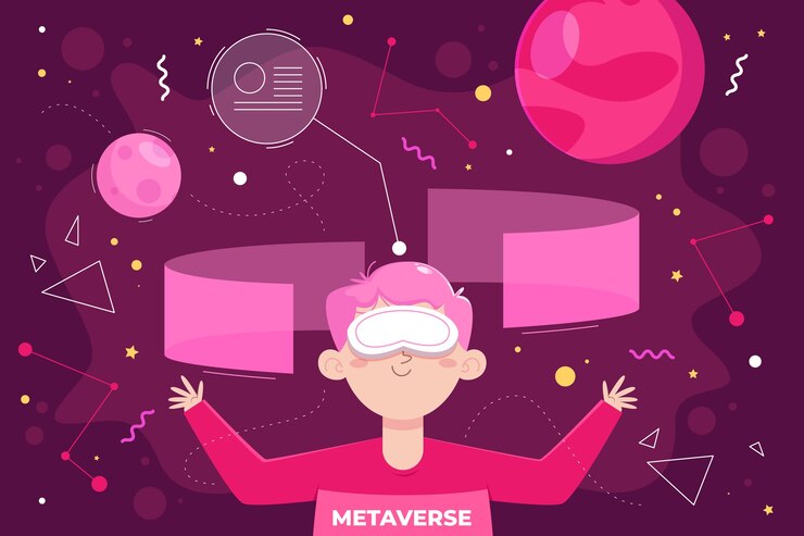 Free Vector hand drawn flat design metaverse illustration