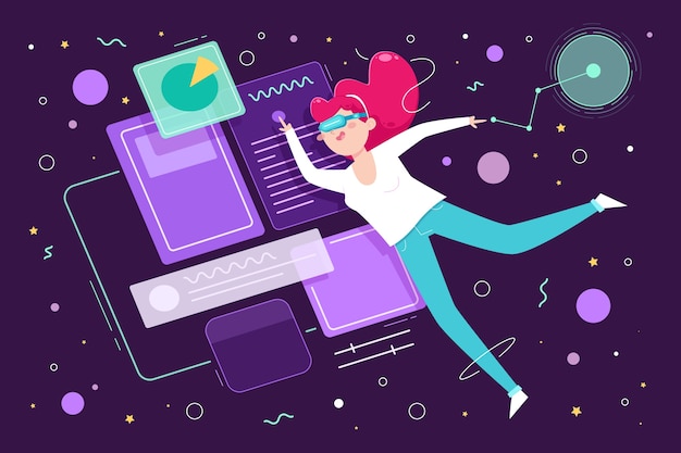 Free vector hand drawn flat design metaverse illustration