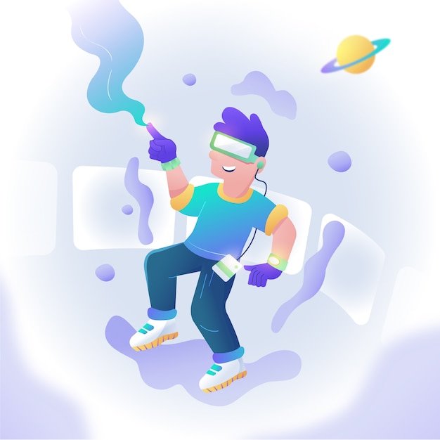 Free vector hand drawn flat design metaverse illustration