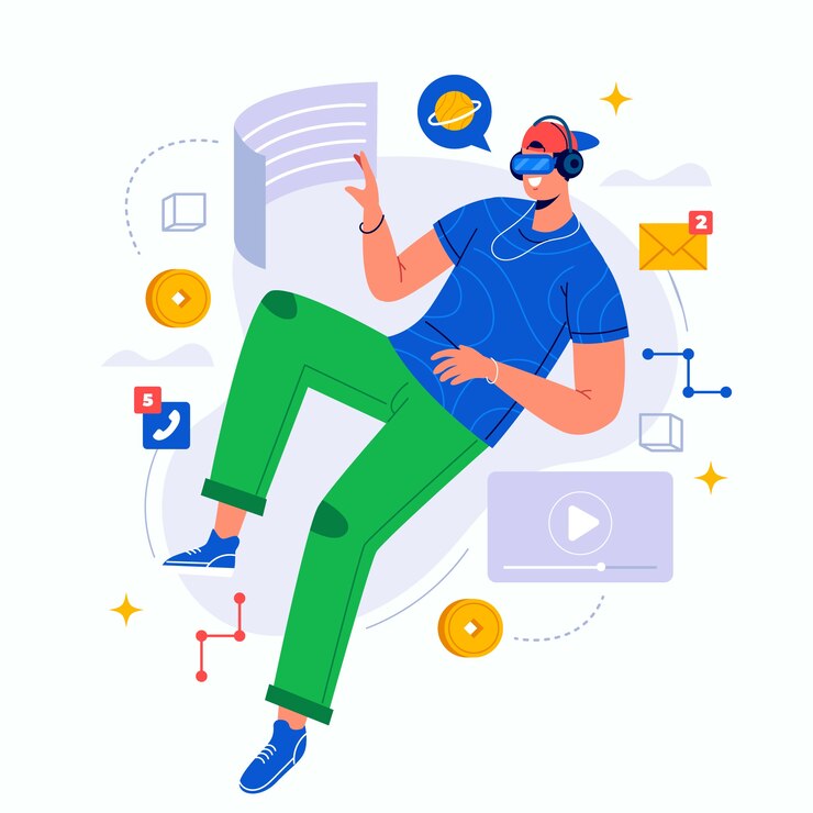 Free Vector hand drawn flat design metaverse illustration