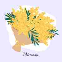 Free vector hand drawn flat design mimosa illustration