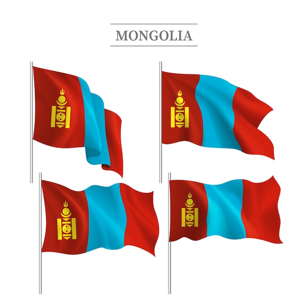 Vettore gratuito emblemi nazionali della mongolia di design piatto disegnato a mano