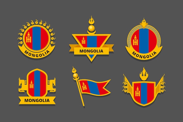 Hand drawn flat design mongolia national emblems