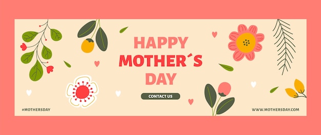 hand drawn flat design mother's day template