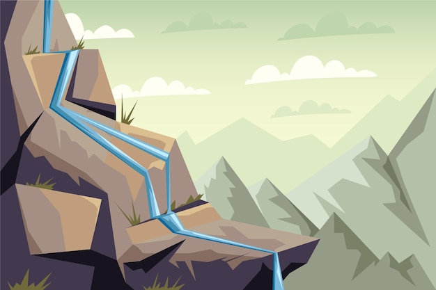 Free vector hand drawn flat design mountain landscape